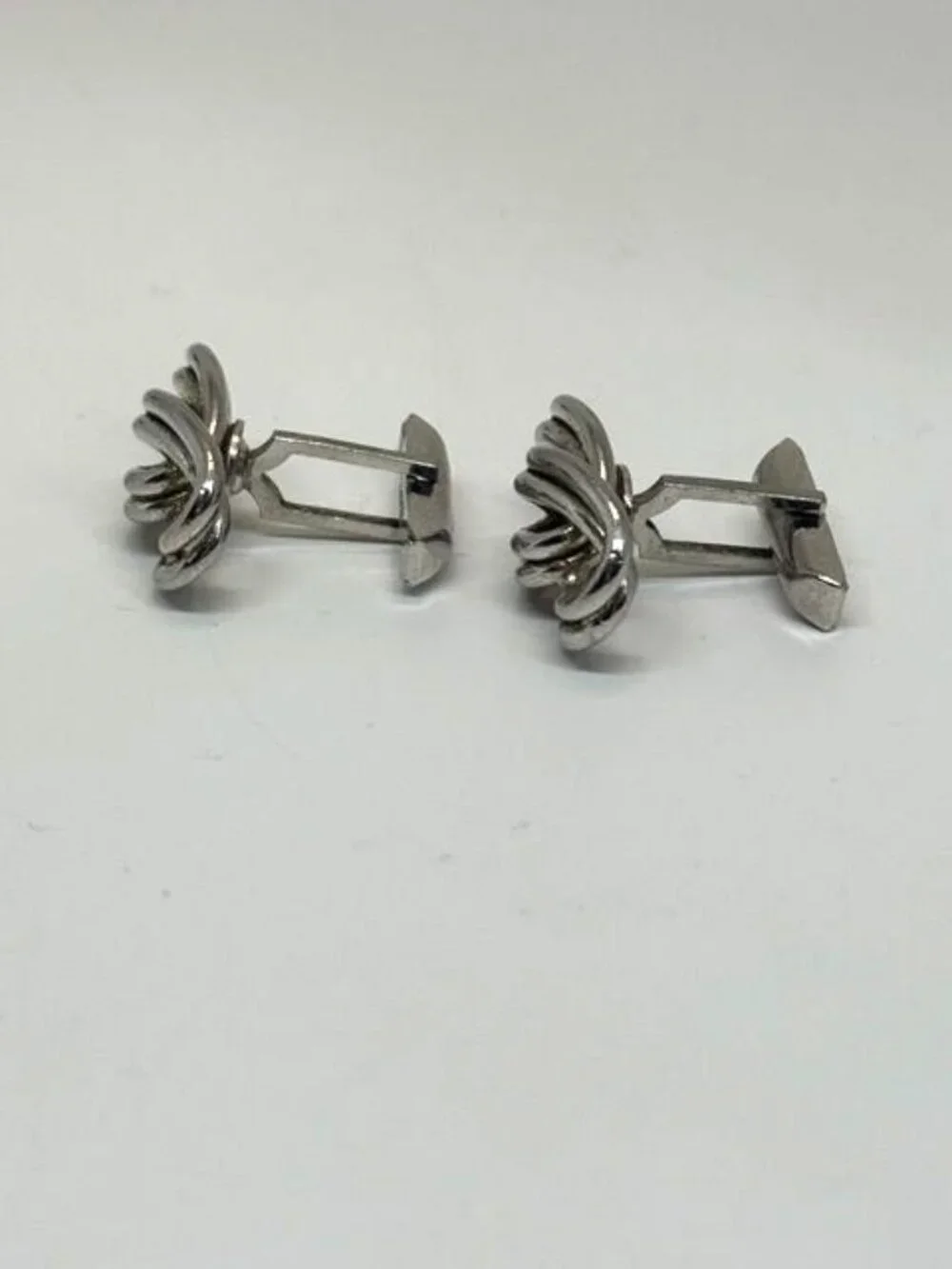 Vintage Swank Silver Tone MCM Infinity Knot Unisex Cufflinks